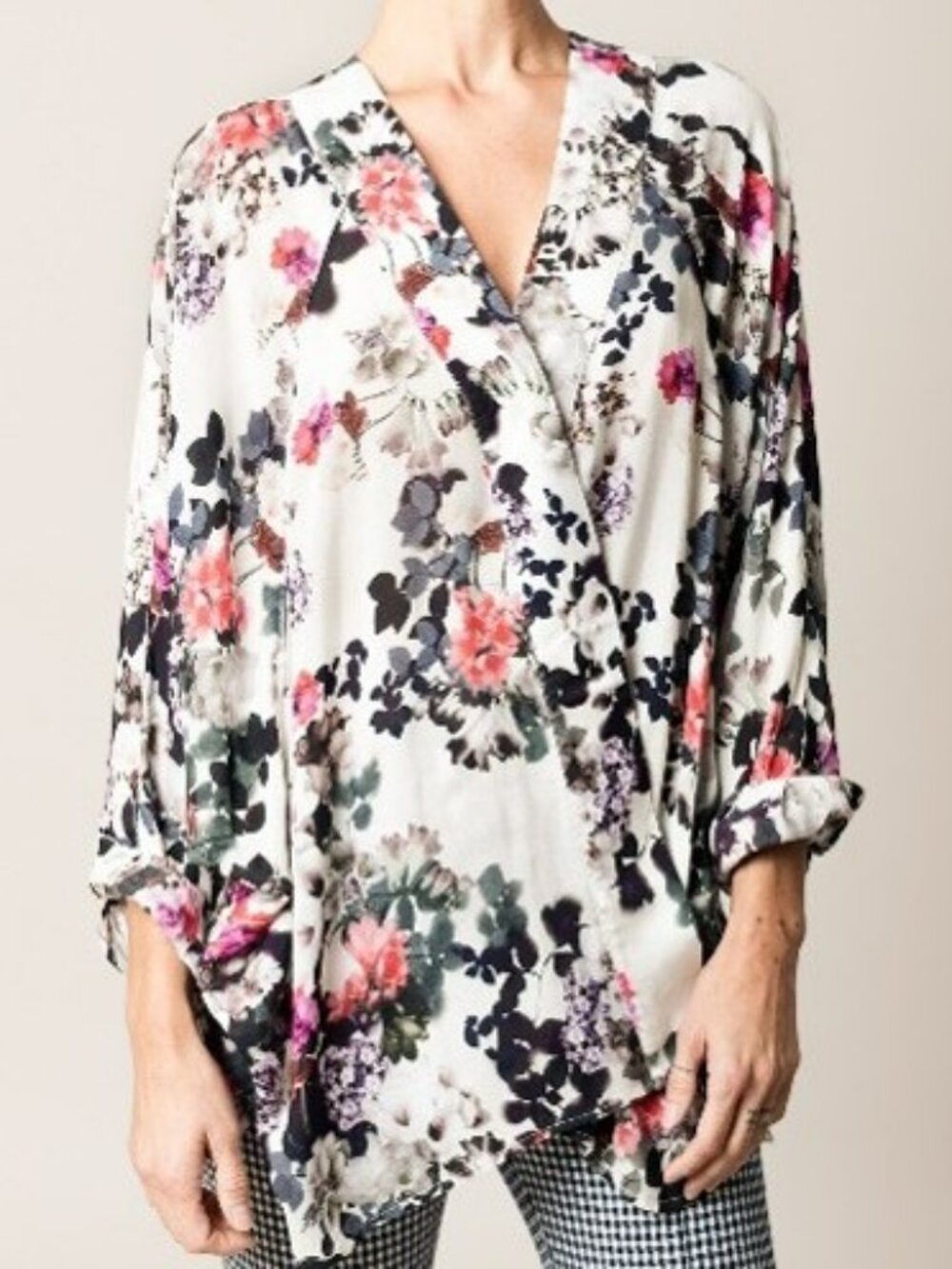 SMYTHE Crossover Blouse Plum Floral
